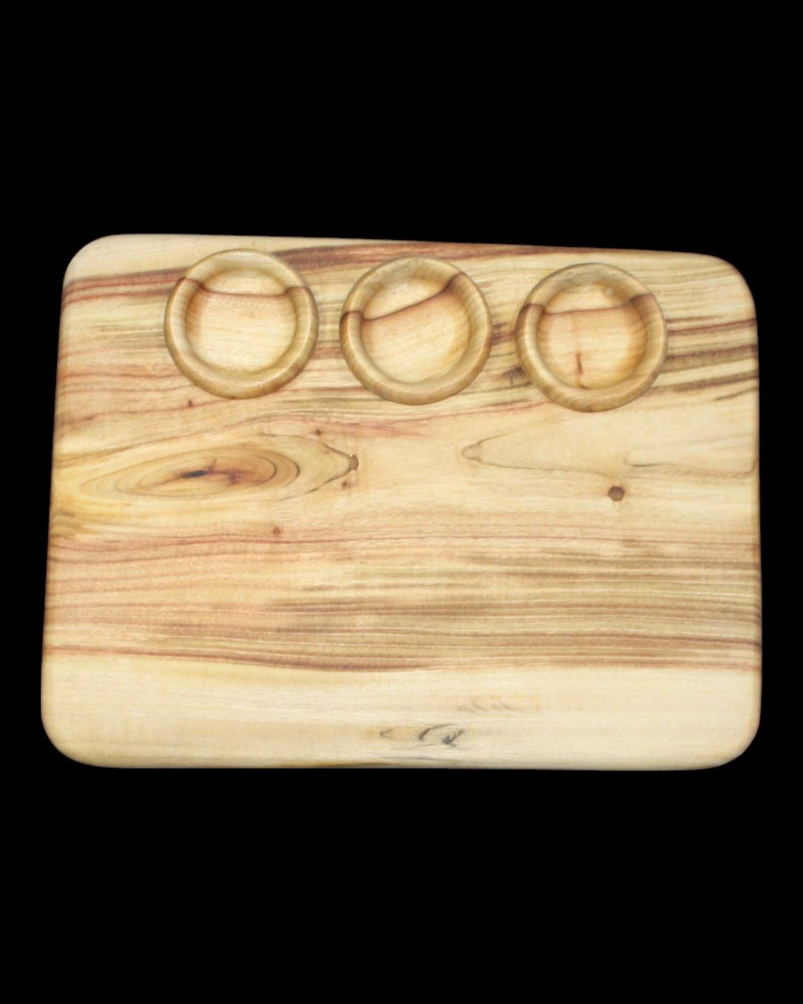 Camphor Laurel Serving Board with 3 Ramekins